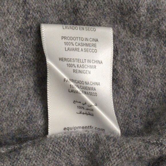 Equipment Gray Black White Striped Cashmere Long Sleeve Crew Neck Sweater Size S - Picture 6 of 7